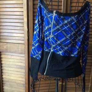 BERSHKA OFF THE SHOULDER SIDE ZIPPER LONG SLEEVE TOP STRETCHY JERSEY SIZE L30